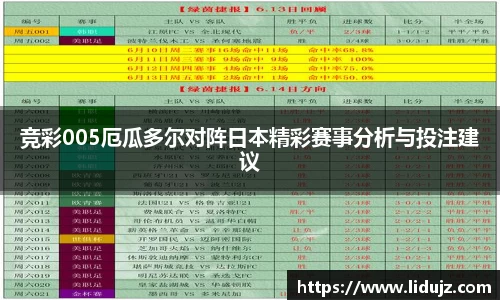 竞彩005厄瓜多尔对阵日本精彩赛事分析与投注建议
